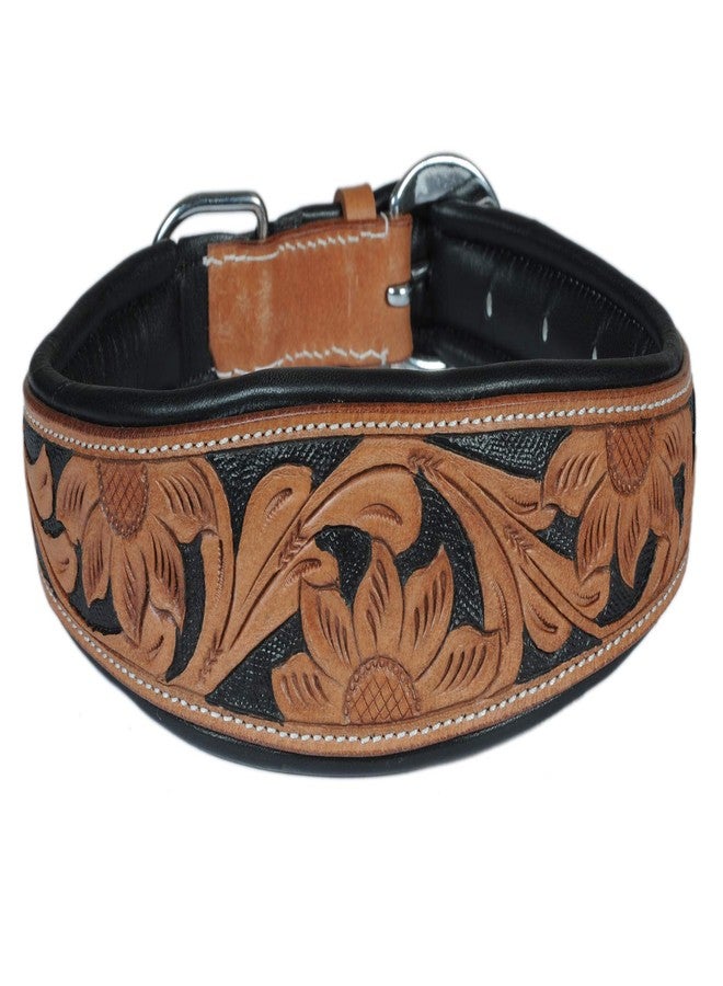 Skora Leather Padded Custom Handmade Hand Tool Dog Collar and Leash Set (Large) Combo Offer Dog Leash with Dog Leather Collar - Image 2